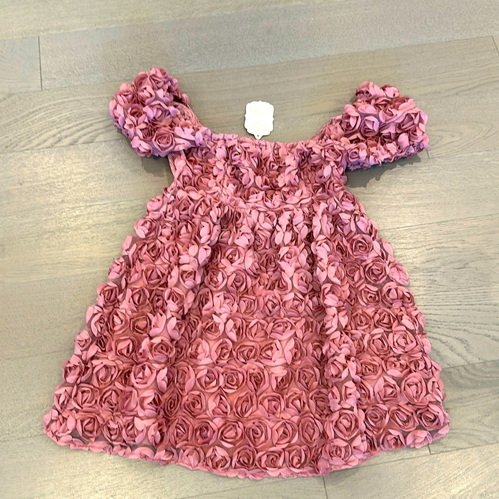 Off the shoulder rose detail mini dress